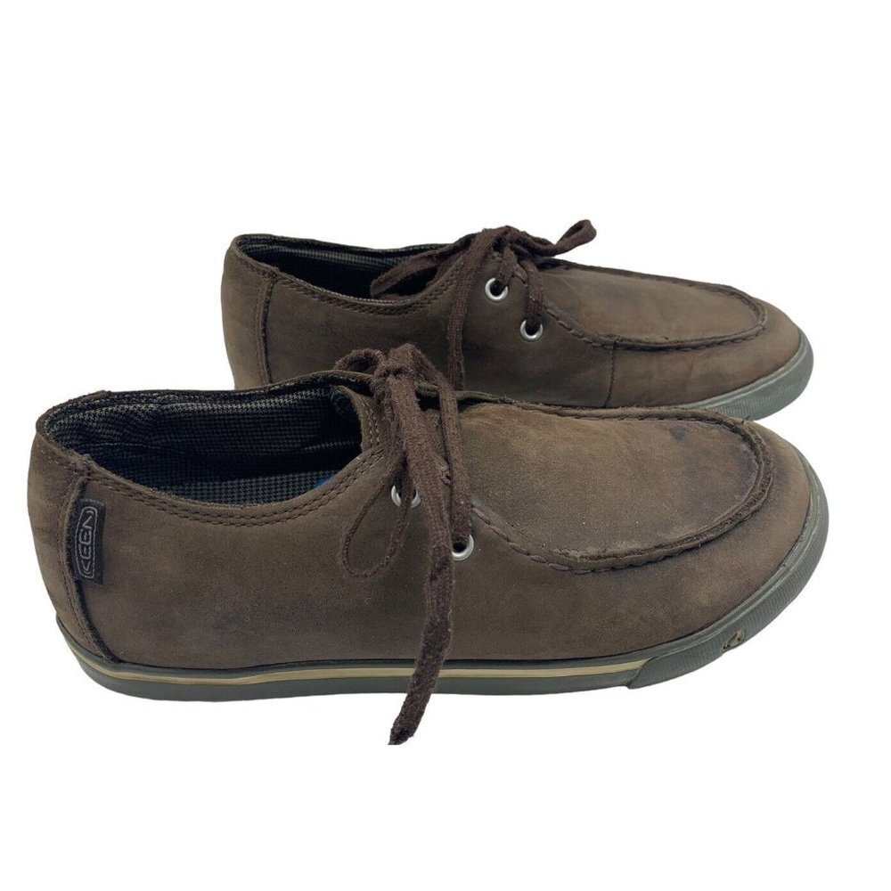 Keen Mens/kids 1007861 Brown Leather Lace Up Moc Toe Casual Boat Shoes Size US 5